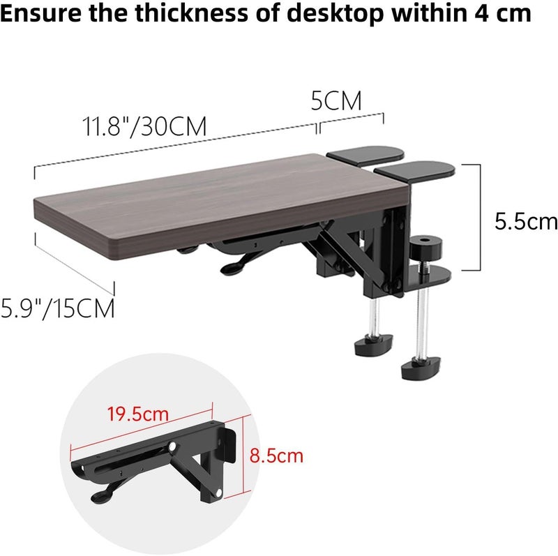 WITPOCE OUGIC Ergonomics Desk Extender Tray, 11.8"x5.9" Punch-Free Clamp on, Foldable Keyboard Drawer Tray, Table Mount Arm Wrist Rest Shelf, Computer Elbow Arm Support - Image 3